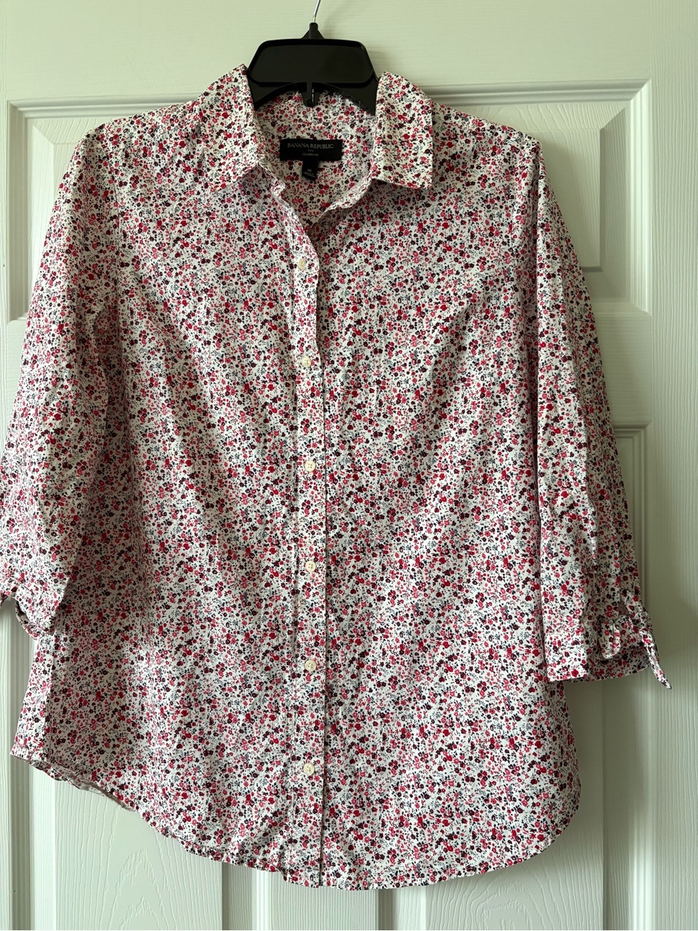 Banana Republic White Shirt with Pink Floral Print